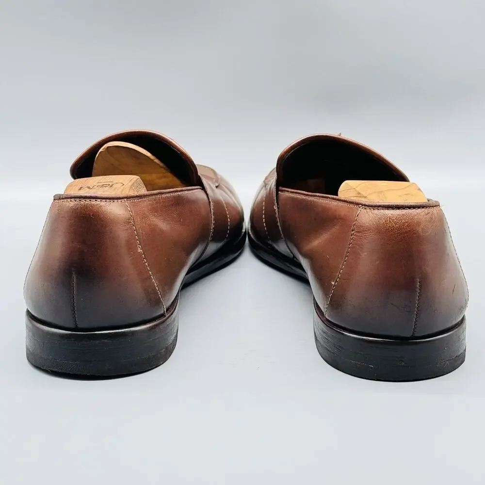 Bragano Shoes Mens 9 Brown Leather Tassel Loafers Slip On Dress Classic Italy
